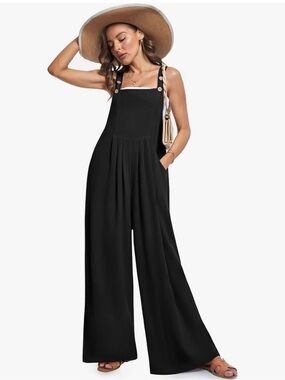 Wide-Leg Black Jumpsuit Overalls